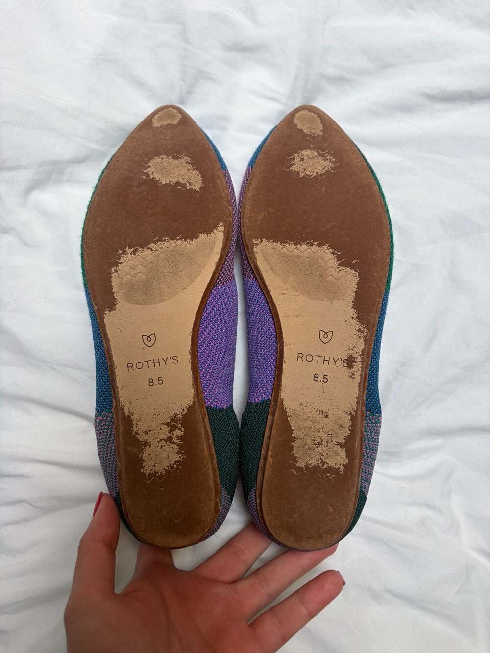 Rothy's The Point Multi-Color Geometric Pattern Knit Flats 8.5 - Picture 6 of 11
